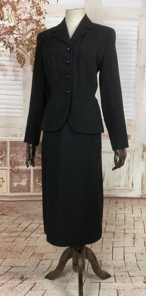 RESERVED FOR MAGGIE - Original 1940s 40s Vintage Black Suit With Fabulous Arrow Details