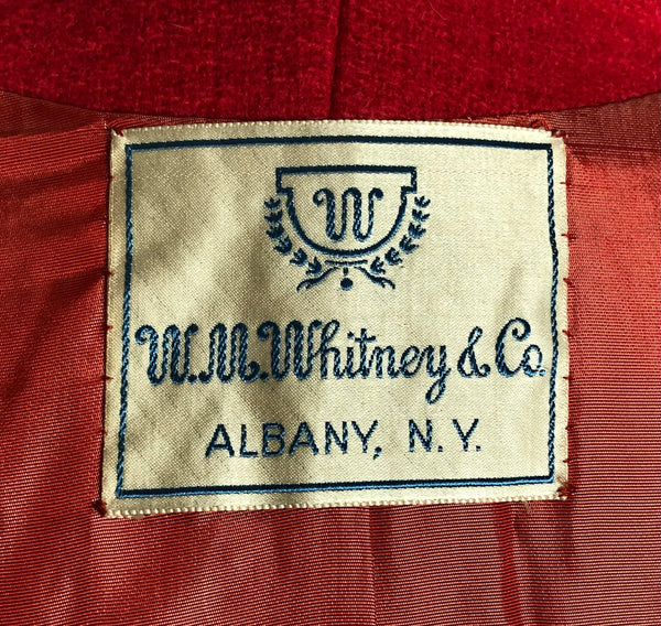 Stunning Original 1940s Vintage Lipstick Red Textured Swing Coat