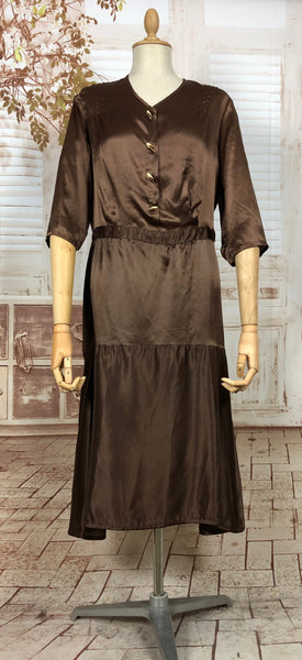 LAYAWAY PAYMENT 4 OF 4 - RESERVED FOR SAIRA - Immaculate Original Late 1920s 20s / Early 1930s 30s Volup Brown Satin Dress