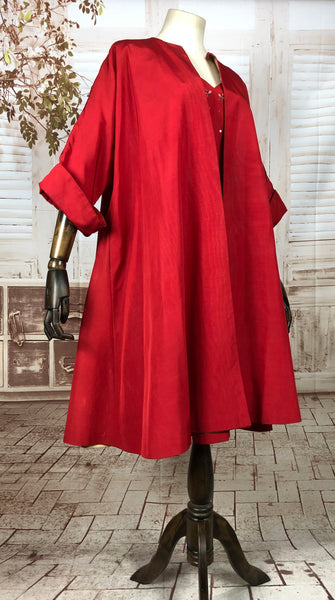 Fabulous Original 1950s 50s Lipstick Red Lilli Diamond Dress And Coat Set