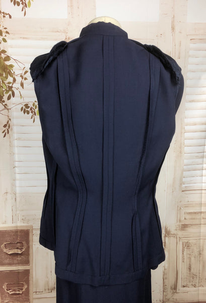 LAYAWAY PAYMENT 2 OF 2 - RESERVED FOR CHEY - Original 1940s 40s Vintage Navy Blue Cotton Summer Suit By Sacony Palm Beach