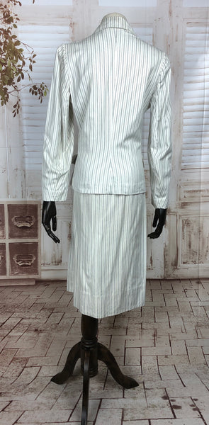 Original 1940s 40s Vintage White Pinstripe Suit By Peck & Peck