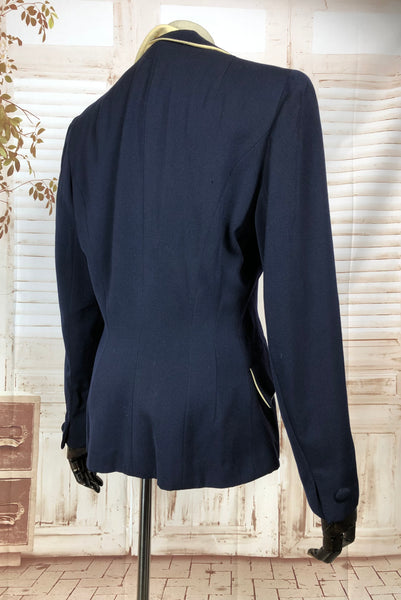 LAYAWAY PAYMENT 2 OF 2 - RESERVED FOR CLEMENTINE - Fabulous Original 1940s 40s Navy Blue Blazer With Amazing Collar By Crestmoor