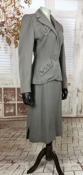 RESERVED FOR SENDI - Original 1940s 40s Vintage Mauve Grey Suit With Fabulous Button Details