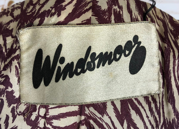 Unusual Original 1940s Vintage Navy Blue Princess Coat with Scarf Detail By Windsmoor