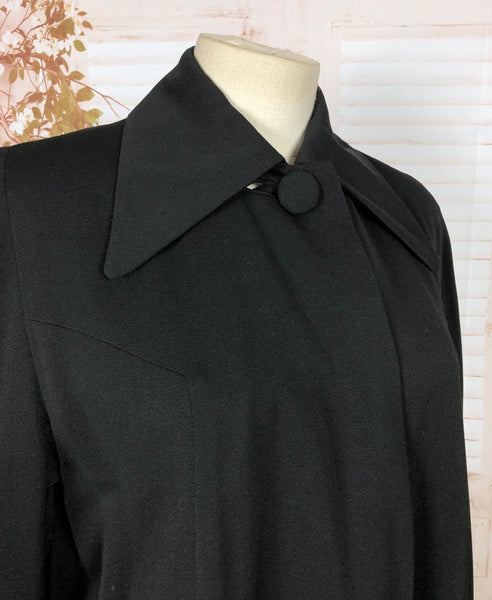 RESERVED FOR LISA - Classic 1940s 40s Original Vintage Black Gabardine Swing Coat