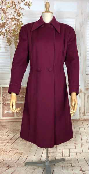 Exquisite Original 1940s Volup Vintage Burgundy Wine Princess Coat