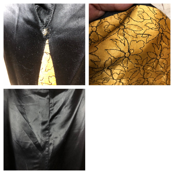 LAYAWAY PAYMENT 2 OF 2 - RESERVED FOR LAURENA - Original 1930s 30s Vintage Volup Black And Gold Satin Lounge Pyjamas