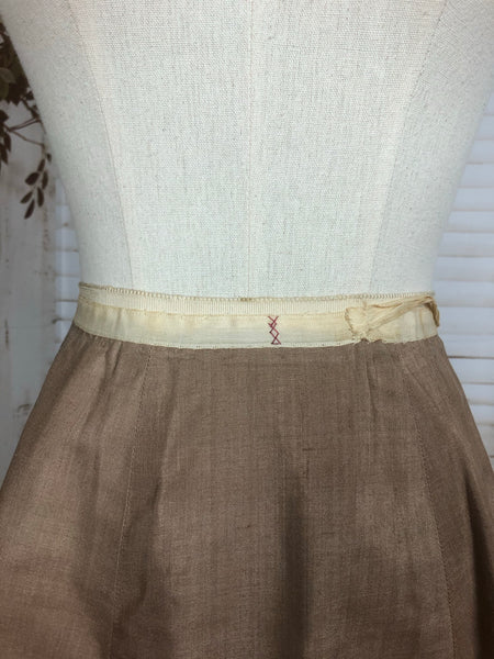 Original 1940s 40s Vintage Sand Coloured Silk New Look Skirt Suit With Lace Trim