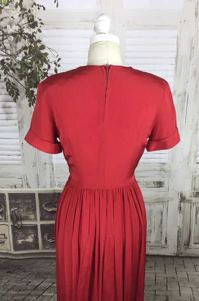 Original 1940s 40s Vintage Red Studded Dress