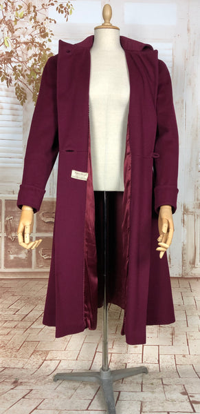 Exquisite Original 1940s Volup Vintage Burgundy Wine Princess Coat