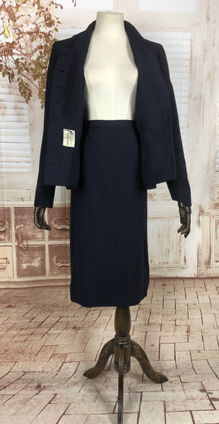 Original 1950s 50s Vintage Navy Blue Suit With Arrow Details and Amazing Collar By Buddy Bates