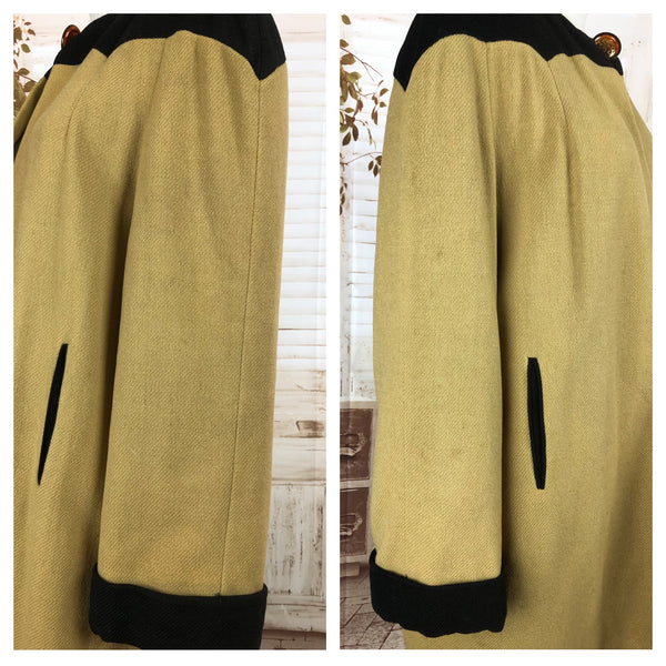 LAYAWAY PAYMENT 2 OF 2 - RESERVED FOR GILDA - Original 1940s 40s Vintage Mustard Yellow And Black Colour Block Coat