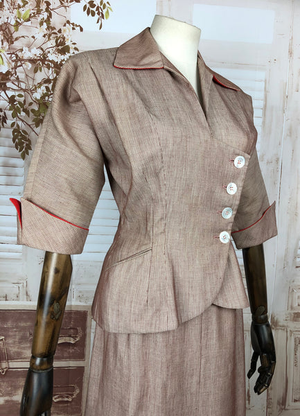 RESERVED FOR SENDI - PLEASE DO NOT PURCHASE - Original Vintage 1940s 40s Pink Red Summer Suit By RK Originals