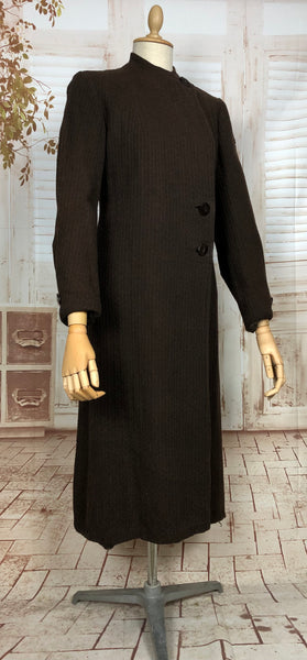 Magnificent Original 1930s Vintage Brown Puff Sleeve Wool Coat