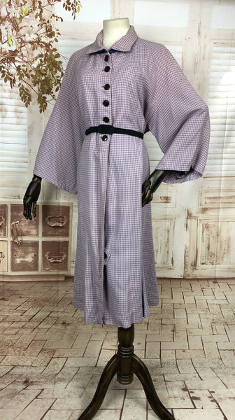 LAYAWAY PAYMENT 2 of 2 - RESERVED FOR GIULIA - Original 1940s 40s Vintage Lilac Check Swing Coat With Huge Sleeves