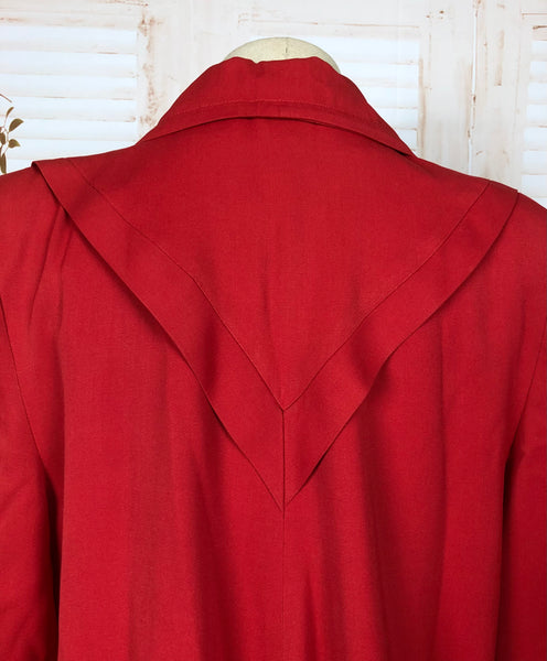 Fabulous Original 1940s 40s Vintage Red Gabardine Swing Coat