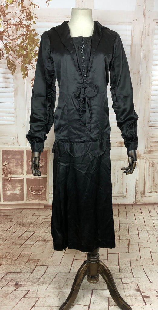 Incredible Black Satin Original 1920s 20s Vintage Flapper Dress Black Sheep Antiques Incredible Black Satin Original 1920s 20s Vintage Flapper Dress Black Sheep Antiques