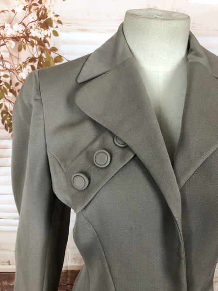 RESERVED FOR SENDI - Original 1940s 40s Vintage Mauve Grey Suit With Fabulous Button Details