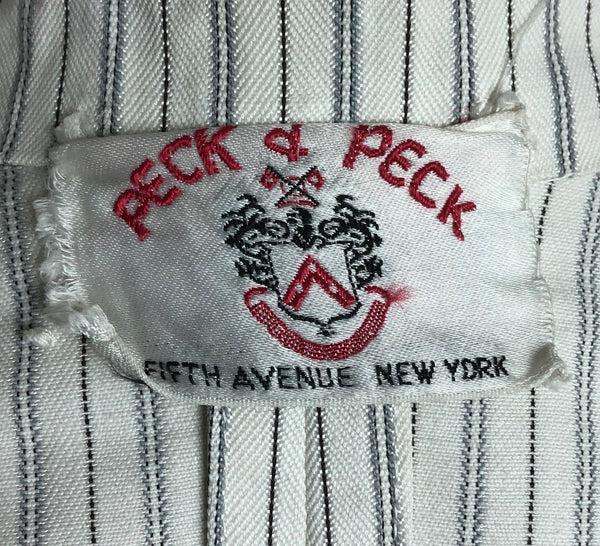 Original 1940s 40s Vintage White Pinstripe Suit By Peck & Peck
