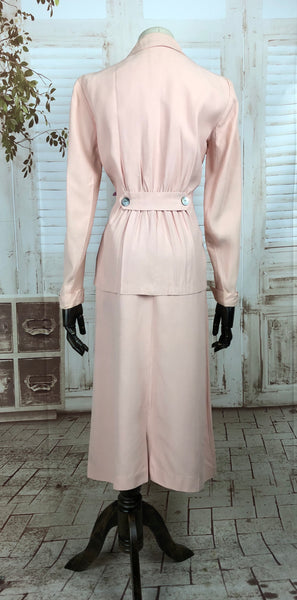 LAYAWAY PAYMENT 2 of 2 - RESERVED FOR KHARONN - Original 1940s 40s Vintage Pale Pink Belt Back Summer Suit