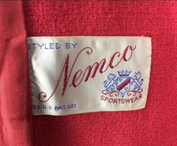 Original 1950s 50s Red Double Breasted Swing Coat With Glass Buttons By Nemco