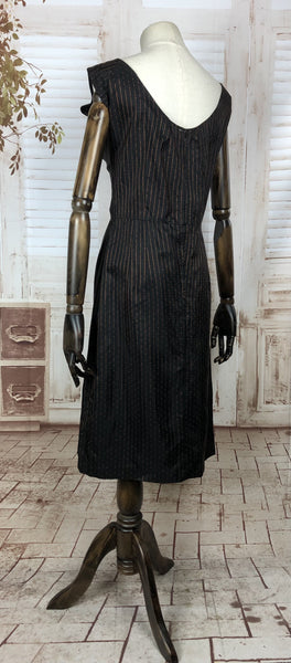 Original 1950s 50s Vintage Black And Cooper Striped Dress