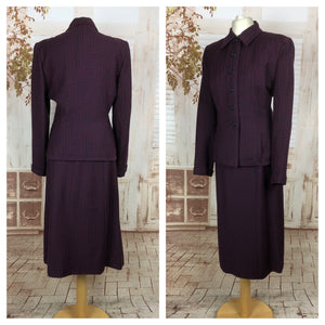 LAYAWAY PAYMENT 1 OF 2 - RESERVED FOR KELLY - Original 1940s 40s Vintage Navy And Red Micro Check Skirt Suit