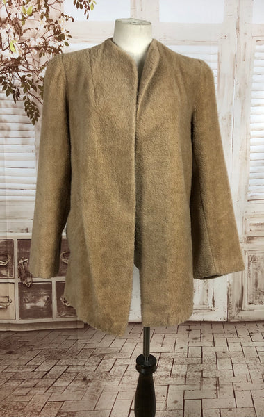 Original 1940s 40s Vintage Wool Teddy Bear Coat With CC41 Utility Labels By Jamieson