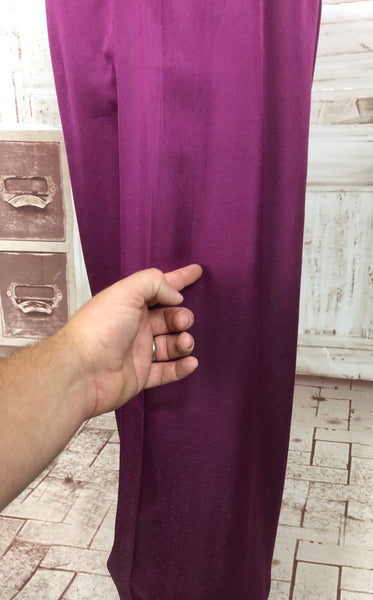 Original 1930s 30s Vintage Magenta Satin Cocktail Pyjama Trousers