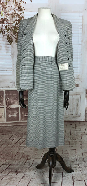 Original 1940s 40s Vintage Black And White Puppytooth Check Skirt Suit By Weathervane