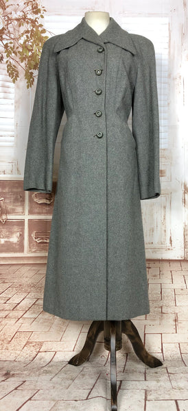 Gorgeous Original 1940s Vintage Grey Belt Back Princess Coat