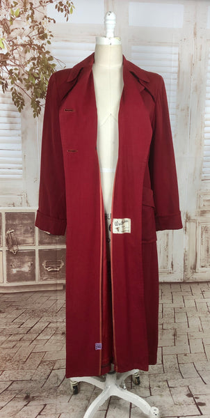LAYAWAY PAYMENT 2 OF 2 - RESERVED FOR FELICITY - PLEASE DO NOT PURCHASE - Original 1940s 40s Vintage Red Gab Gabardine Belted Double Breasted Rain Coat