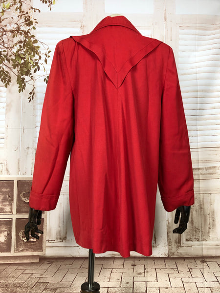 Fabulous Original 1940s 40s Vintage Red Gabardine Swing Coat