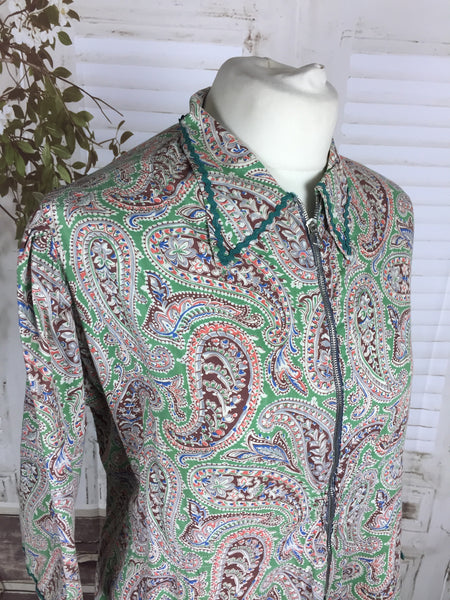 Original 1950s Volup Vintage Green Paisley Housedress