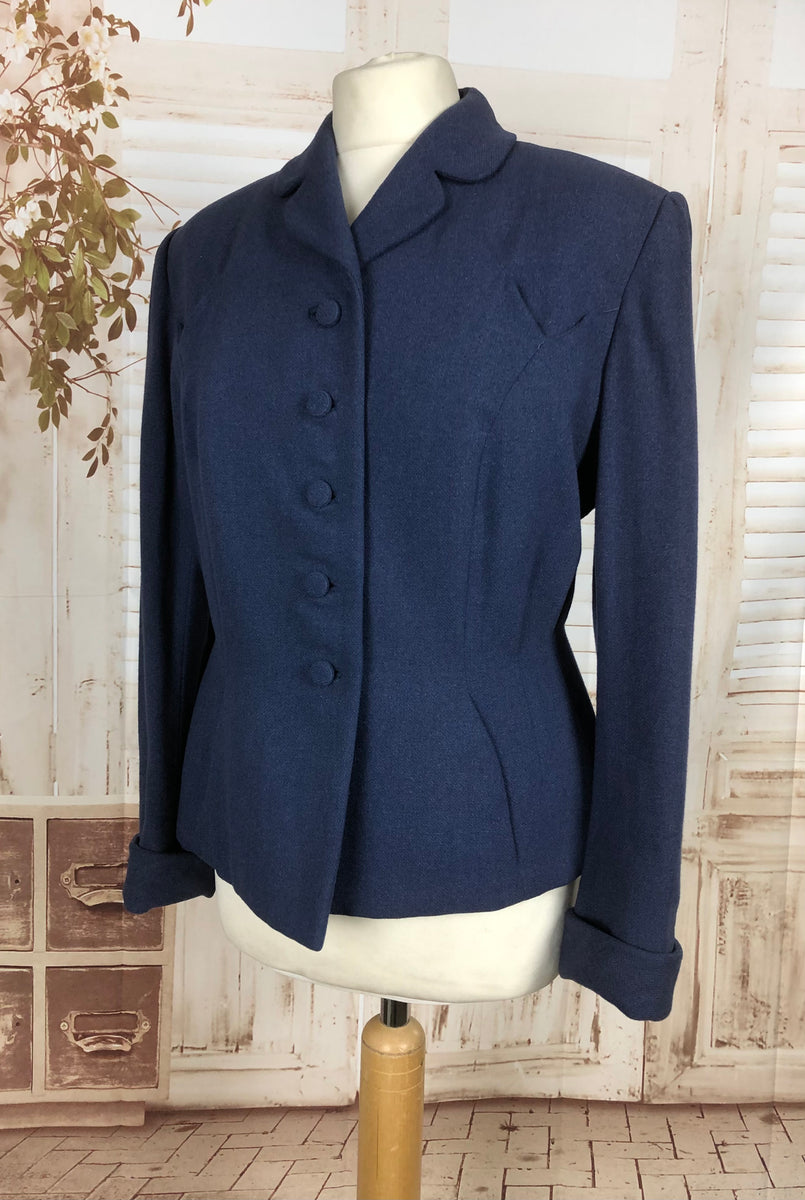 Original Late 1940s 40s Volup Vintage Blue Wool Blazer By Rothmoor ...