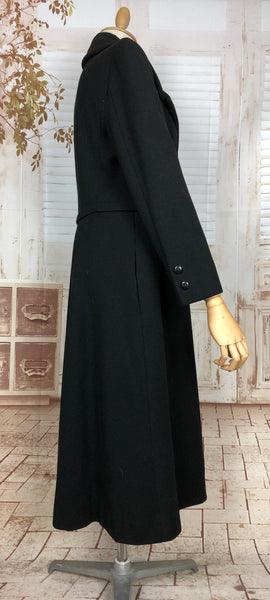 Fabulous Original 1970s Vintage Classic Black Fit And Flare Princess Coat By Ilie Wacs