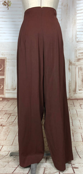 Super Rare Original 1940s Volup Vintage Brown Gabardine Slacks Pants