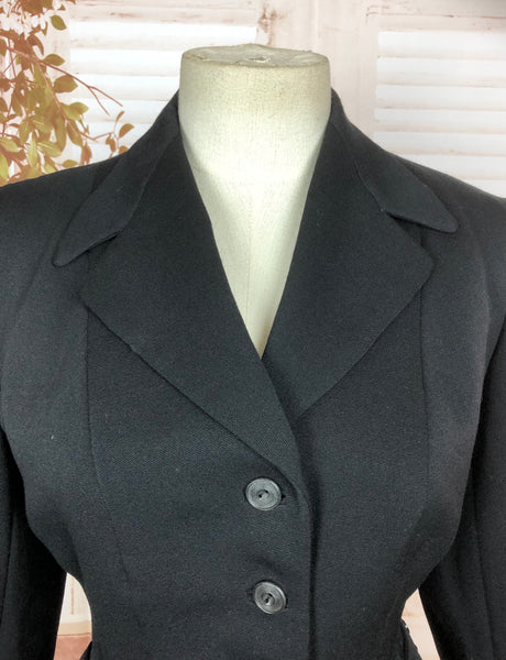 Original 1940s 40s Vintage Classic Black Blazer With Amazing Button Details