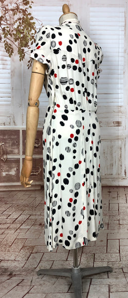 Fabulous Original 1940s Red Black And White Spotted Dress