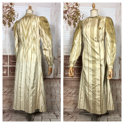 Exceptional Rare Original 1910s Antique Edwardian Geometric Gold Lamé Walking Coat