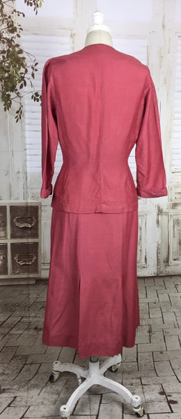 Original 1950s 50s Vintage Pink Silk Skirt Suit By Regina