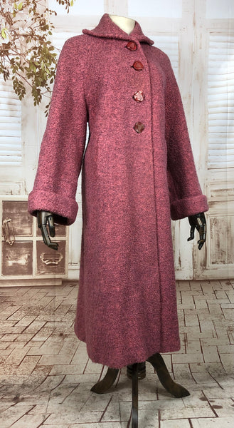 Gorgeous Original Late 1940s 40s / Early 1950s 50s Volup Vintage Dusty Rose Pink Boucle Swing Coat