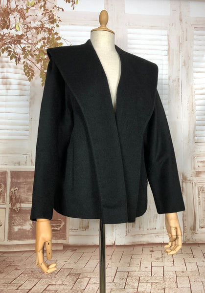 Fabulous Original Late 1940s / Early 1950s Short Black Swing Coat By Rothmoor