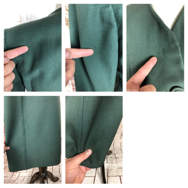 Original 1940s 40s Vintage Sage Green Gab Gabardine Skirt Suit