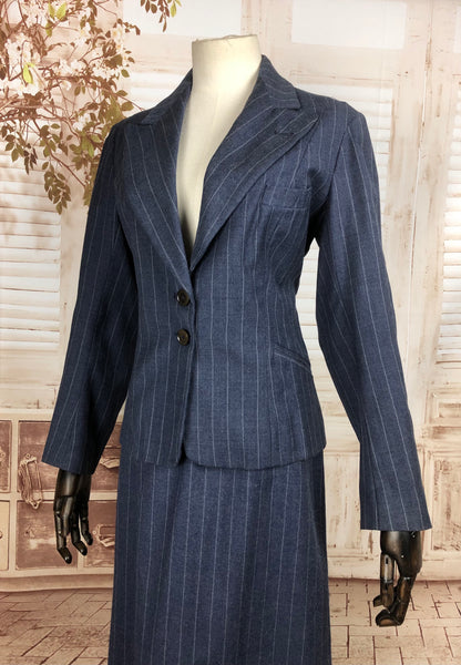 Original 1930s 30s Vintage Blue Pinstripe Wool Suit