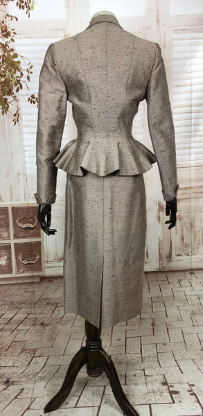 LAYAWAY PAYMENT 3 OF 3 - RESERVED FOR AISHA - PLEASE DO NOT PURCHASE - Iconic 1950s 50s Vintage Lilli Ann Silk Shot Worsted Wool Peplum Suit