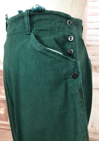 LAYAWAY PAYMENT 2 OF 3 - RESERVED FOR MAIKEN - Fabulous Original 1940s 40s Vintage Forest Green Riding Jodhpurs By Kerrybrooke