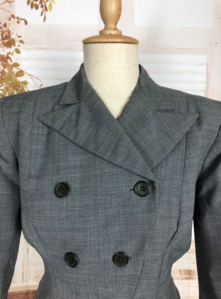Amazing Original 1940s Vintage Grey Double Breasted Hourglass Blazer By Botany