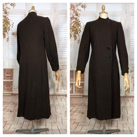 Magnificent Original 1930s Vintage Brown Puff Sleeve Wool Coat